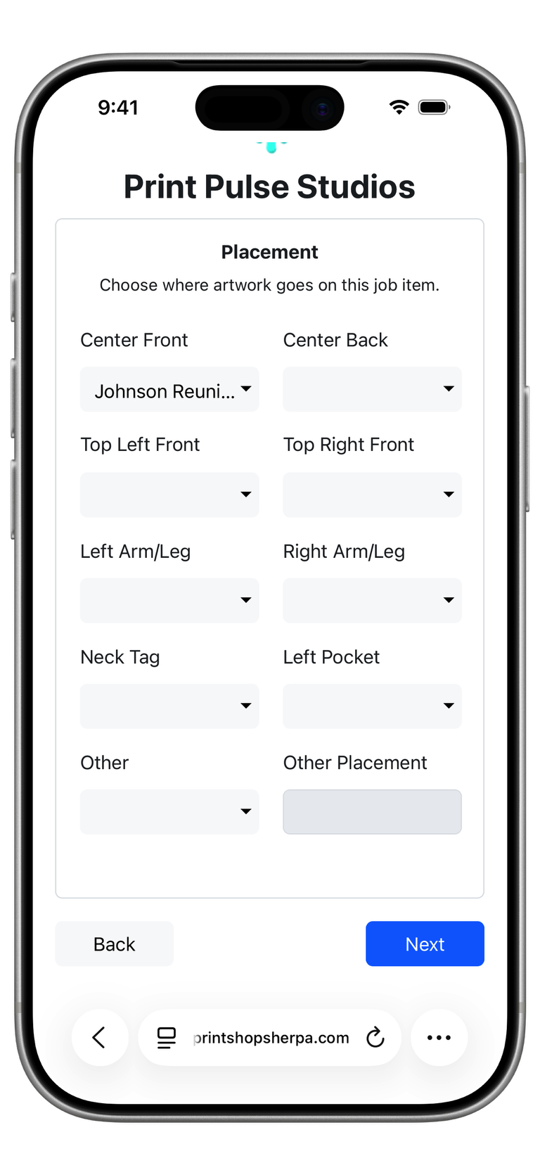 Order Placement Bottom Screenshot